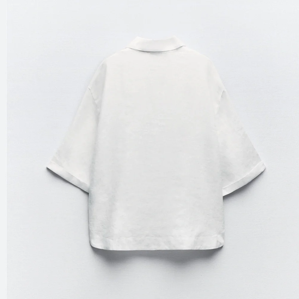 NWT ZARA WHITE LINEN CROPPED SHIRT - Picture 6 of 9